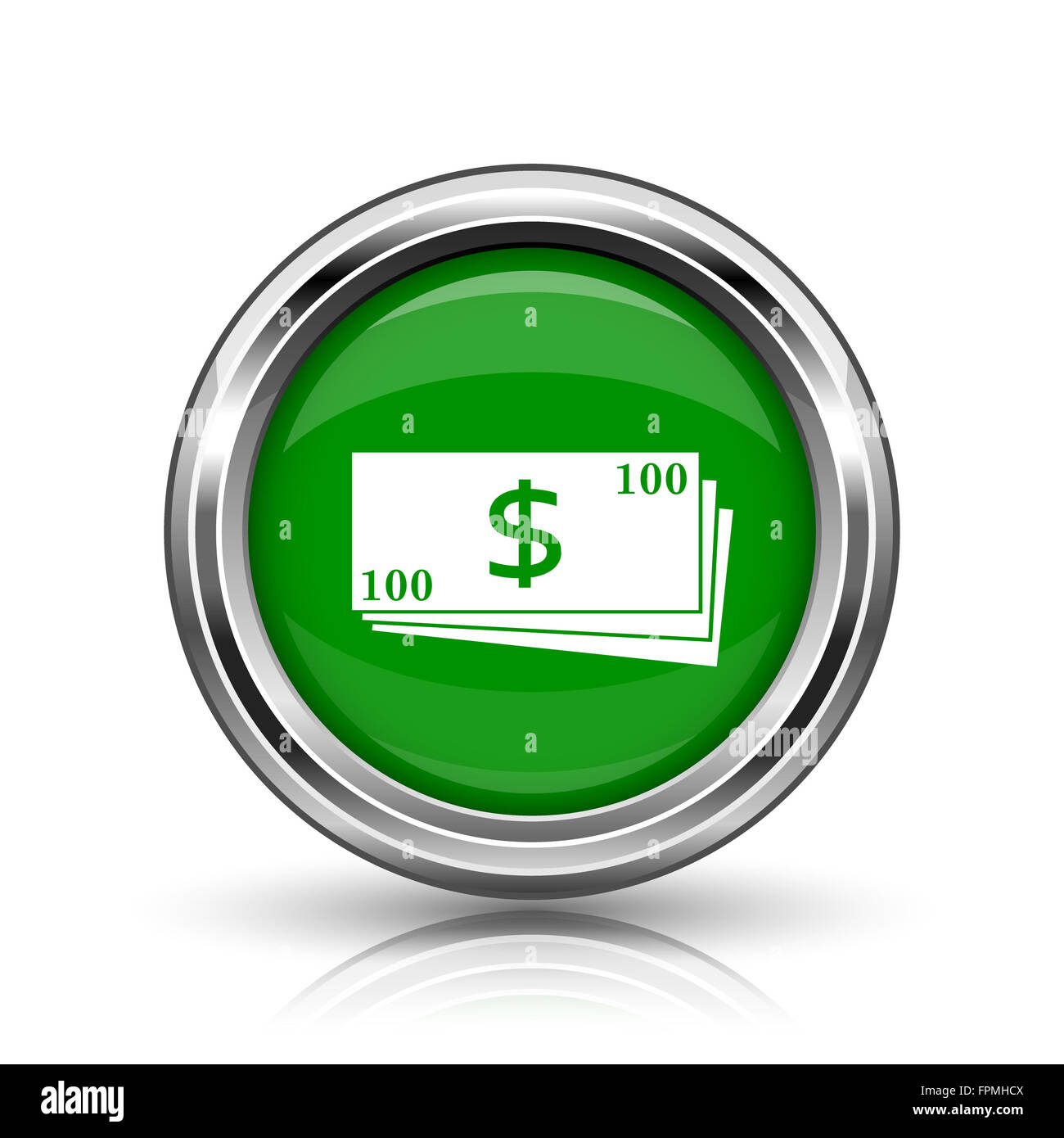 Money icon. Metallic internet button on white background Stock Photo ...