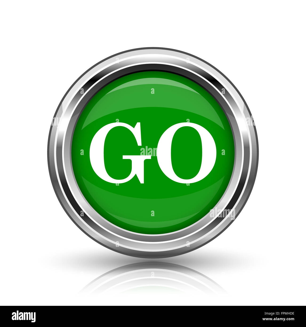 GO icon. Metallic internet button on white background Stock Photo - Alamy