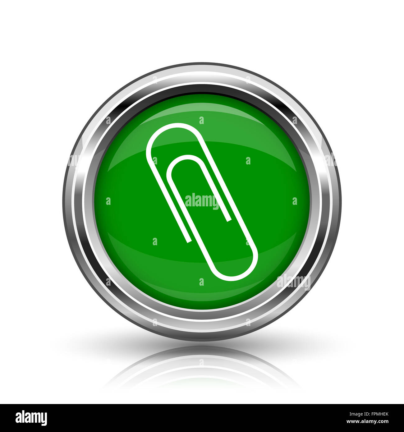 Paperclip icon. Metallic internet button on white background Stock ...
