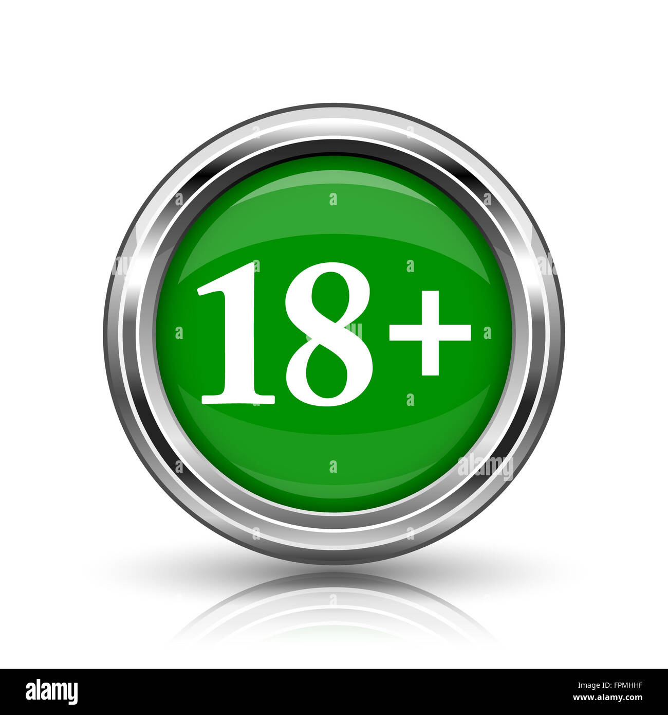 18 plus icon. Metallic internet button on white background Stock Photo ...