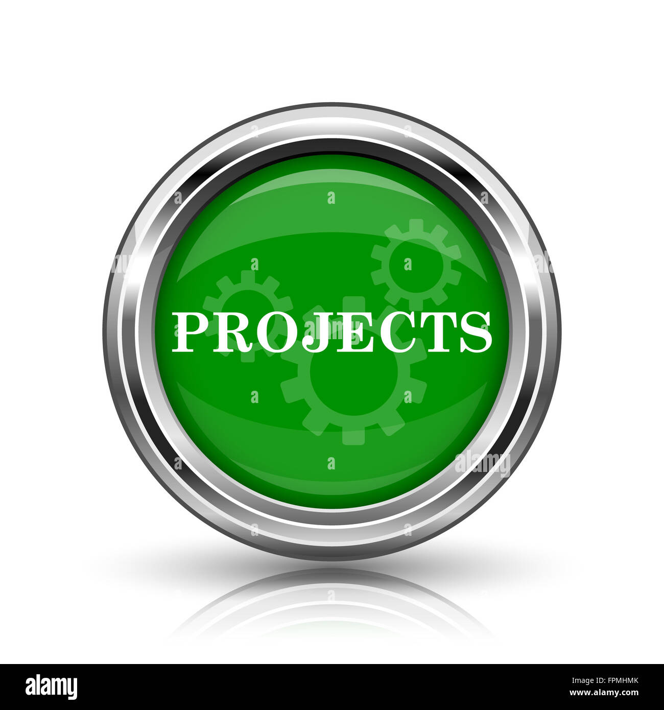 Projects icon. Metallic internet button on white background Stock Photo ...