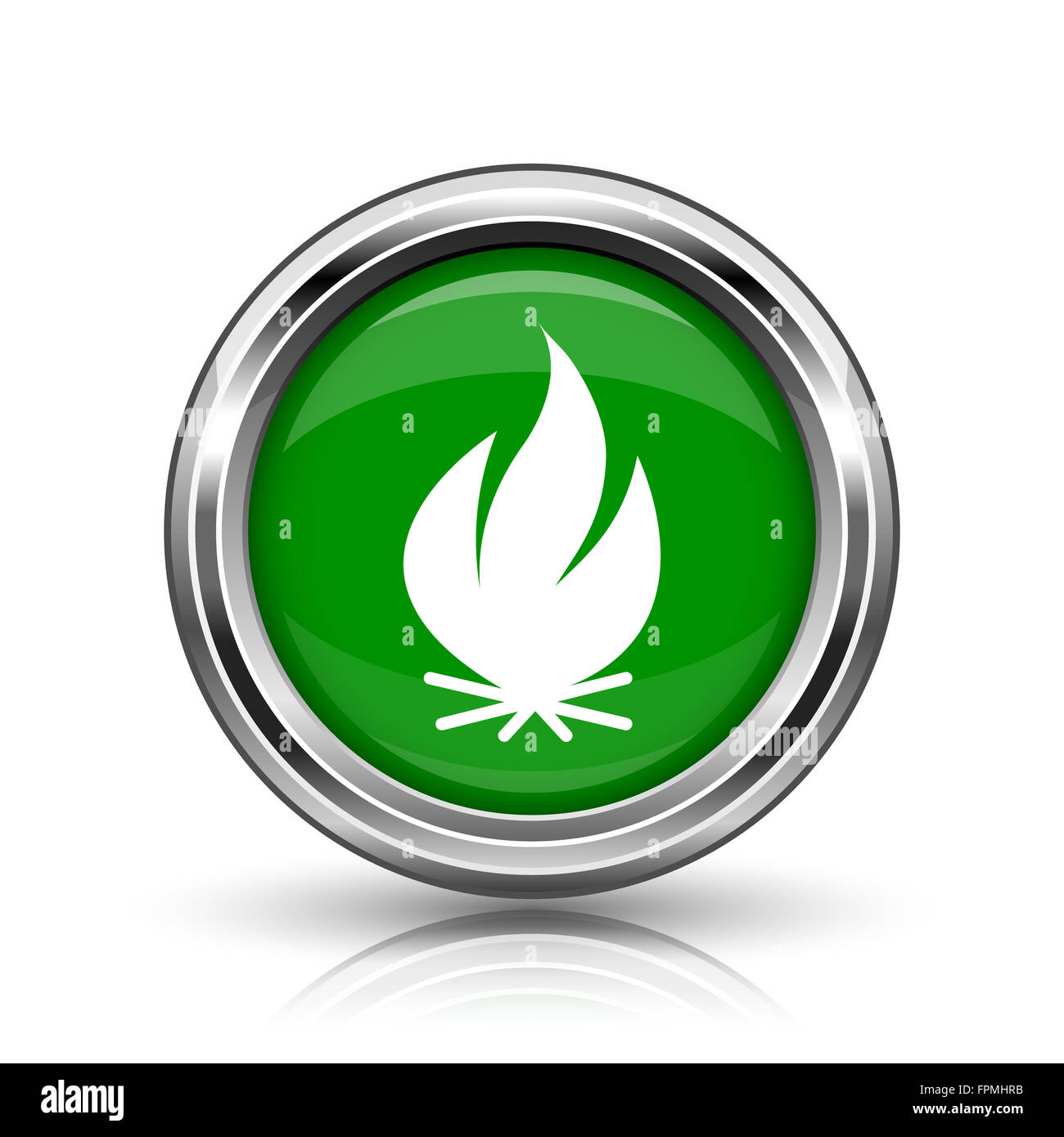 Fire icon. Metallic internet button on white background Stock Photo - Alamy