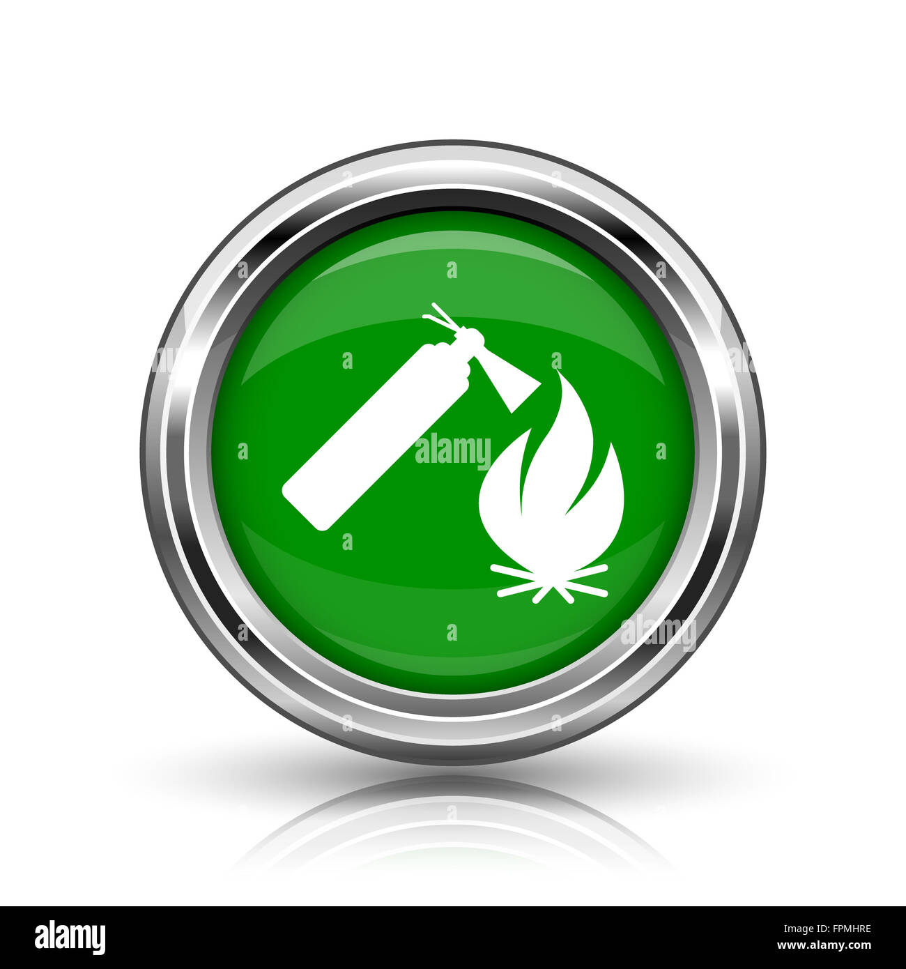 Fire icon. Metallic internet button on white background Stock Photo - Alamy