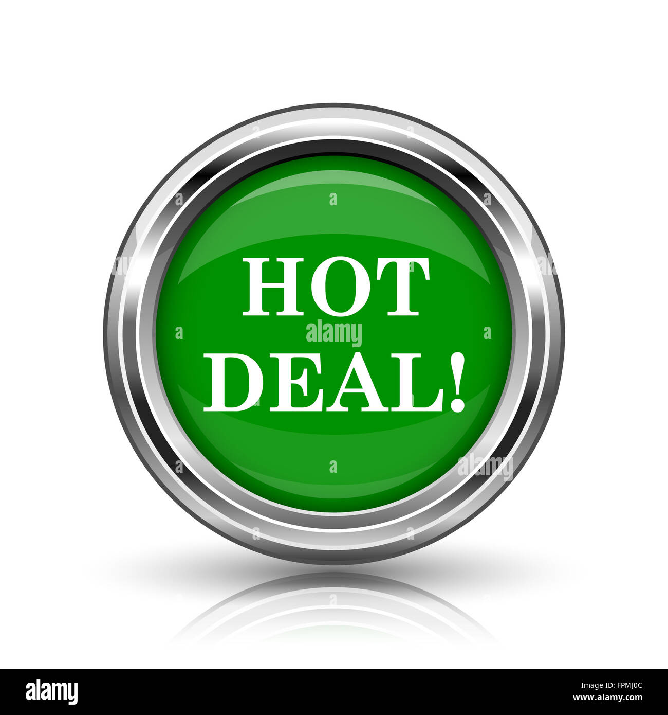 Hot deal icon. Metallic internet button on white background Stock Photo ...