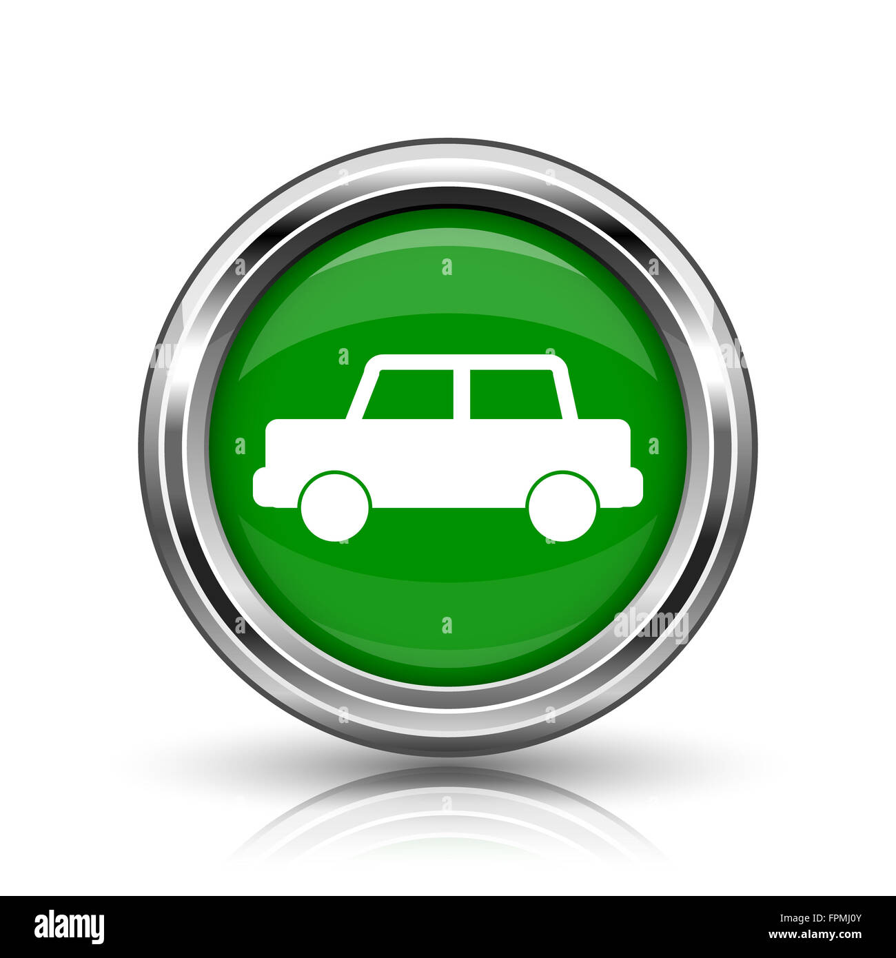 Car icon. Metallic internet button on white background Stock Photo - Alamy