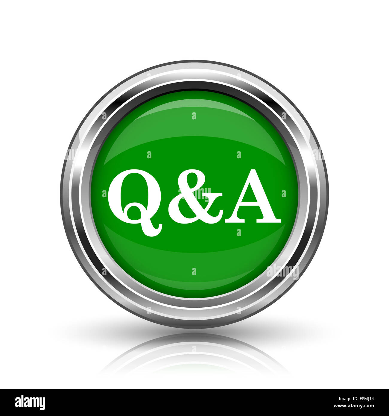 Q&A icon. Metallic internet button on white background Stock Photo - Alamy