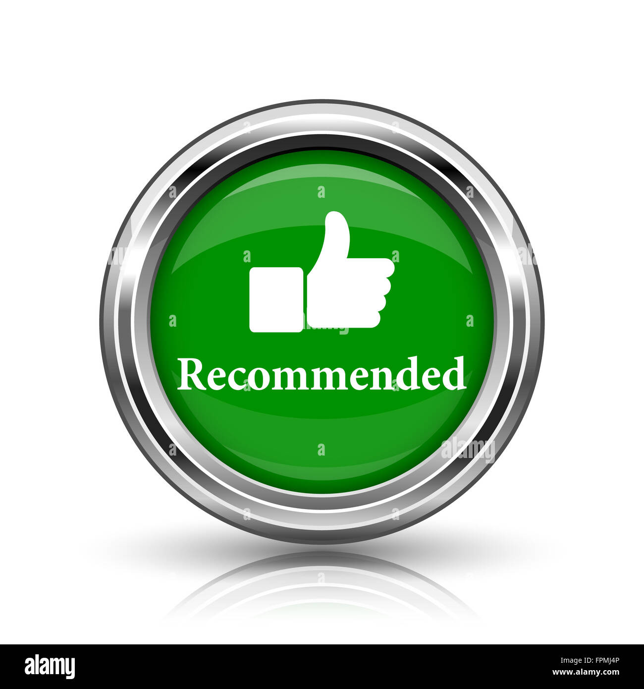 Recommended icon. Metallic internet button on white background Stock ...