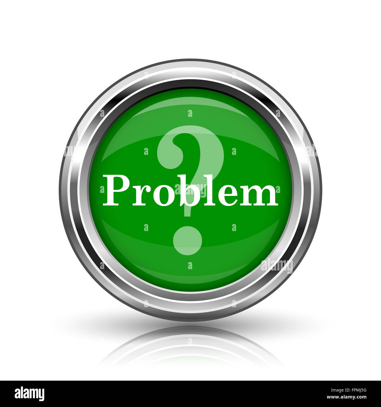 Problem icon. Metallic internet button on white background Stock Photo ...