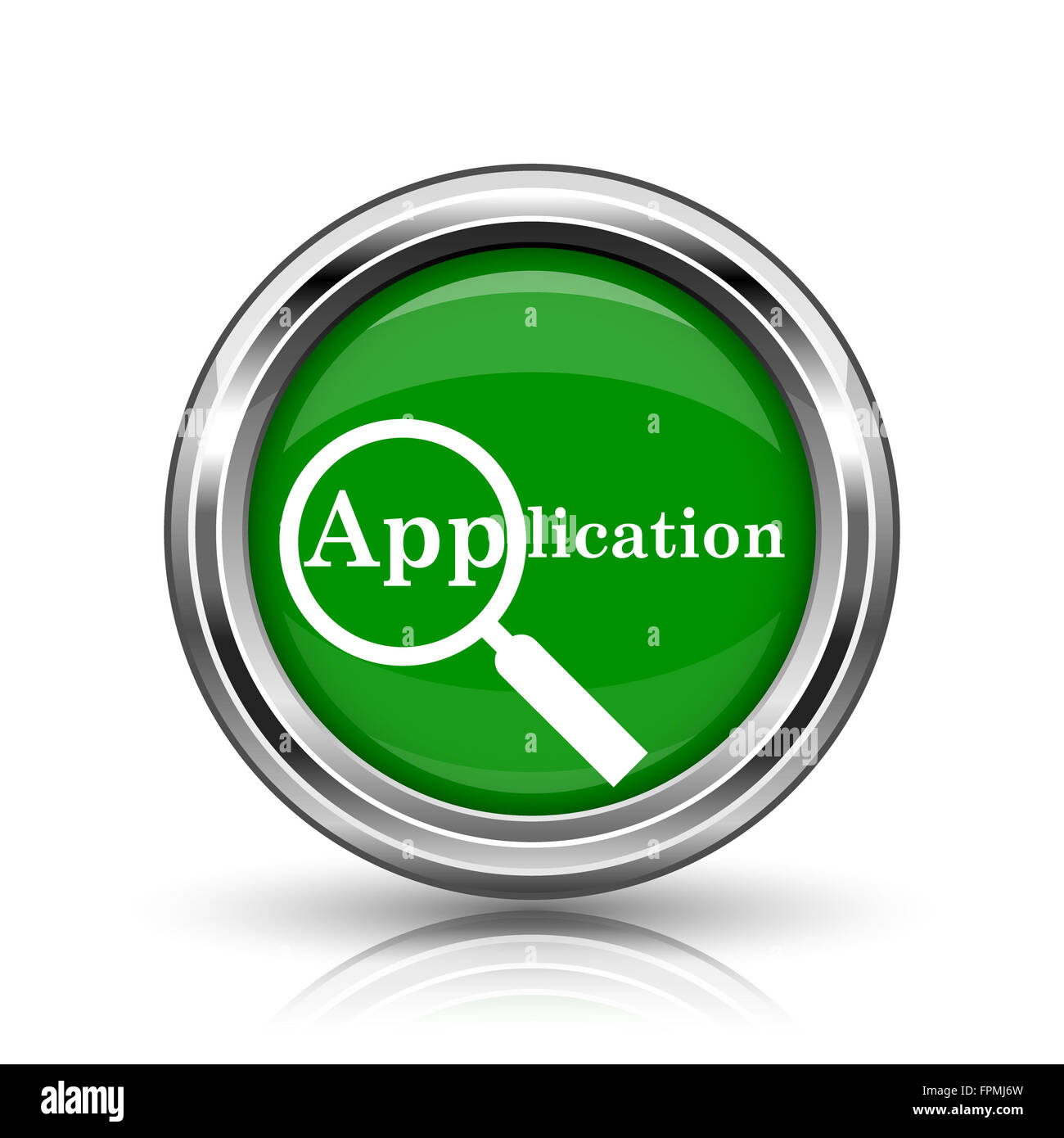Application icon. Metallic internet button on white background Stock ...