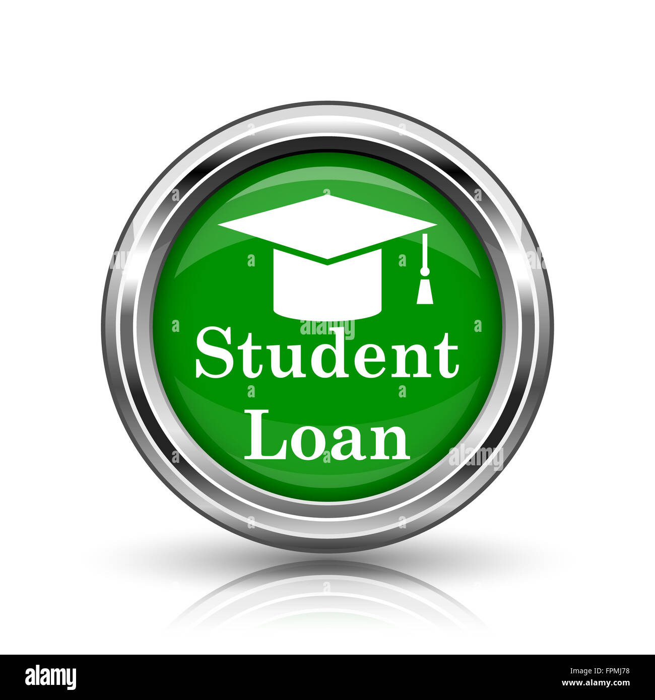 Student loan icon. Metallic internet button on white background Stock ...