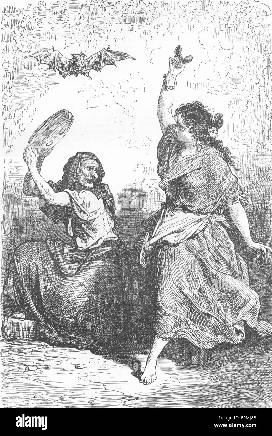 SPAIN: Andalusia: Gipsy Dance, antique print 1880 Stock Photo