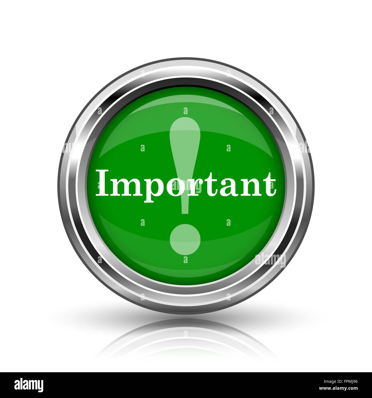 Important icon. Metallic internet button on white background Stock ...