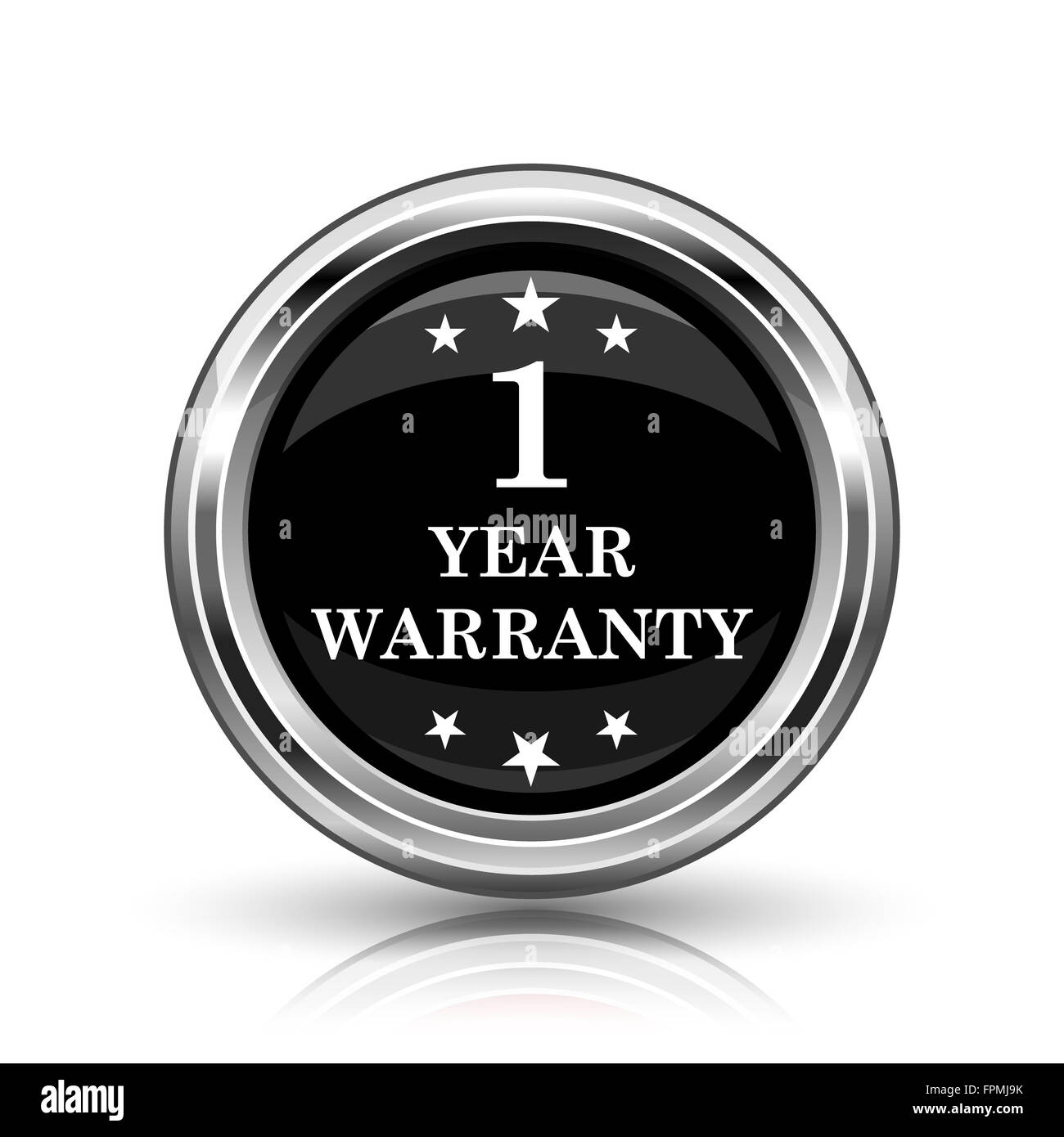 1 year warranty icon. Metallic internet button on white background ...