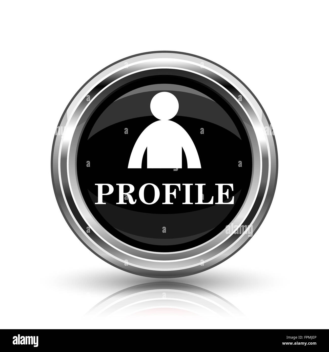 Profile icon. Metallic internet button on white background Stock Photo ...