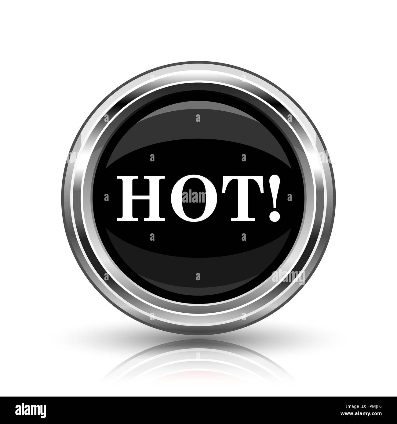 Hot icon. Metallic internet button on white background Stock Photo - Alamy
