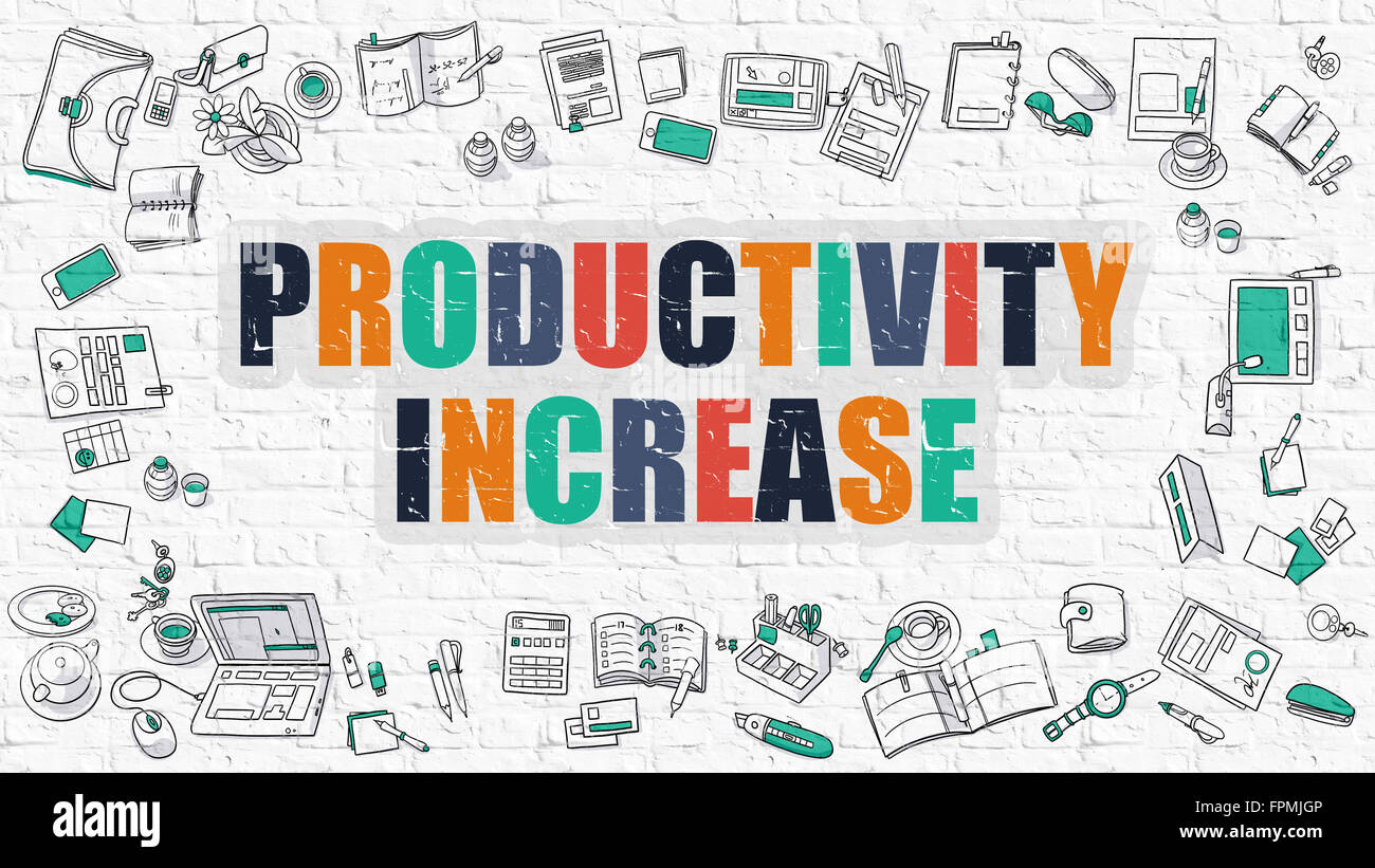 Productivity Increase Concept with Doodle Design Icons. Stock Photo