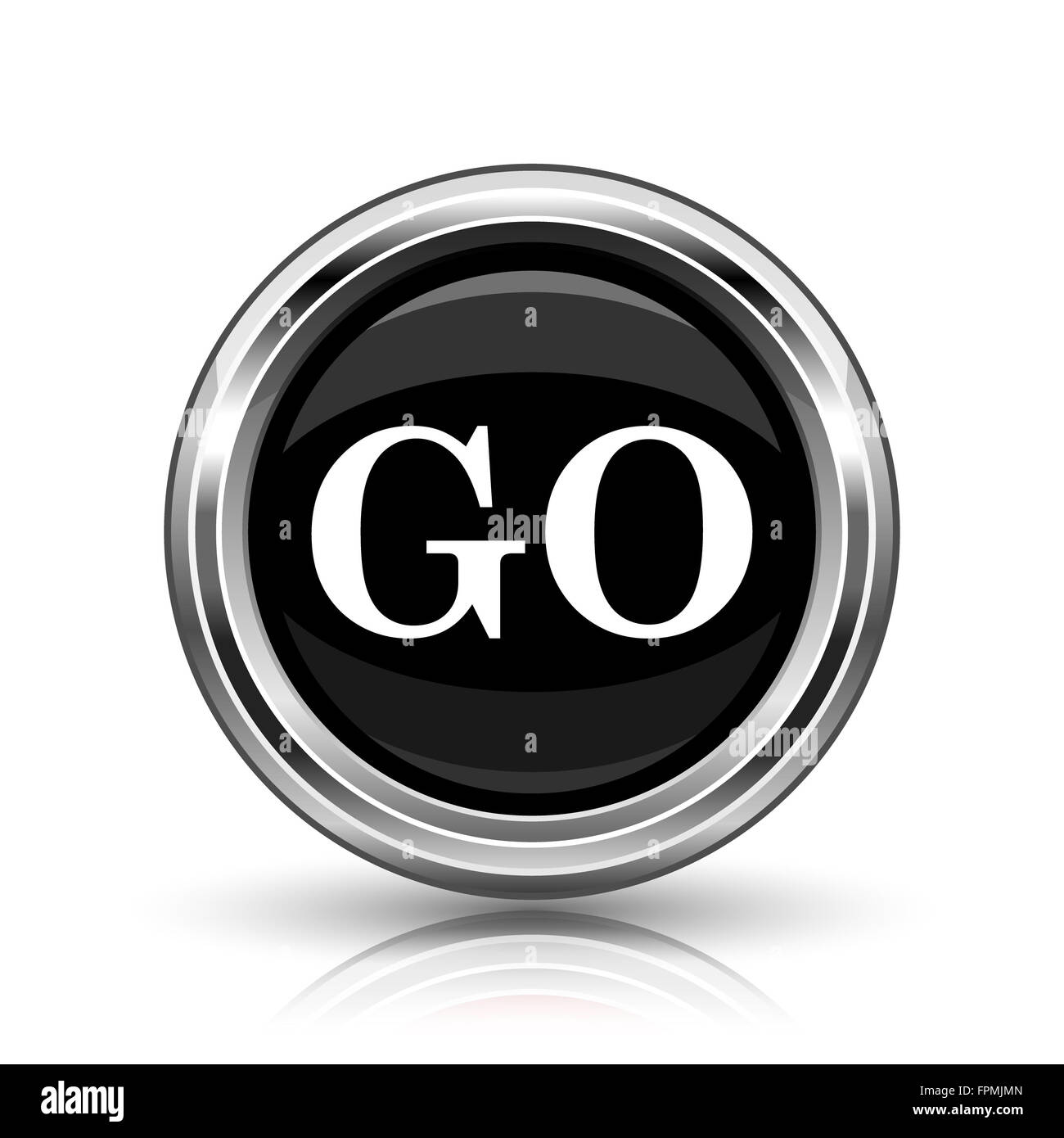 GO icon. Metallic internet button on white background Stock Photo - Alamy