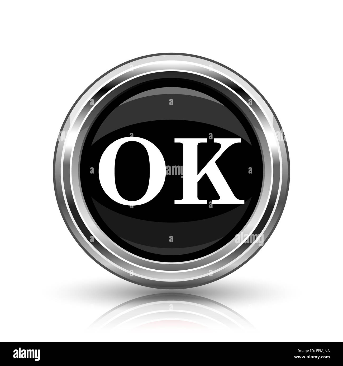 OK icon. Metallic internet button on white background Stock Photo - Alamy