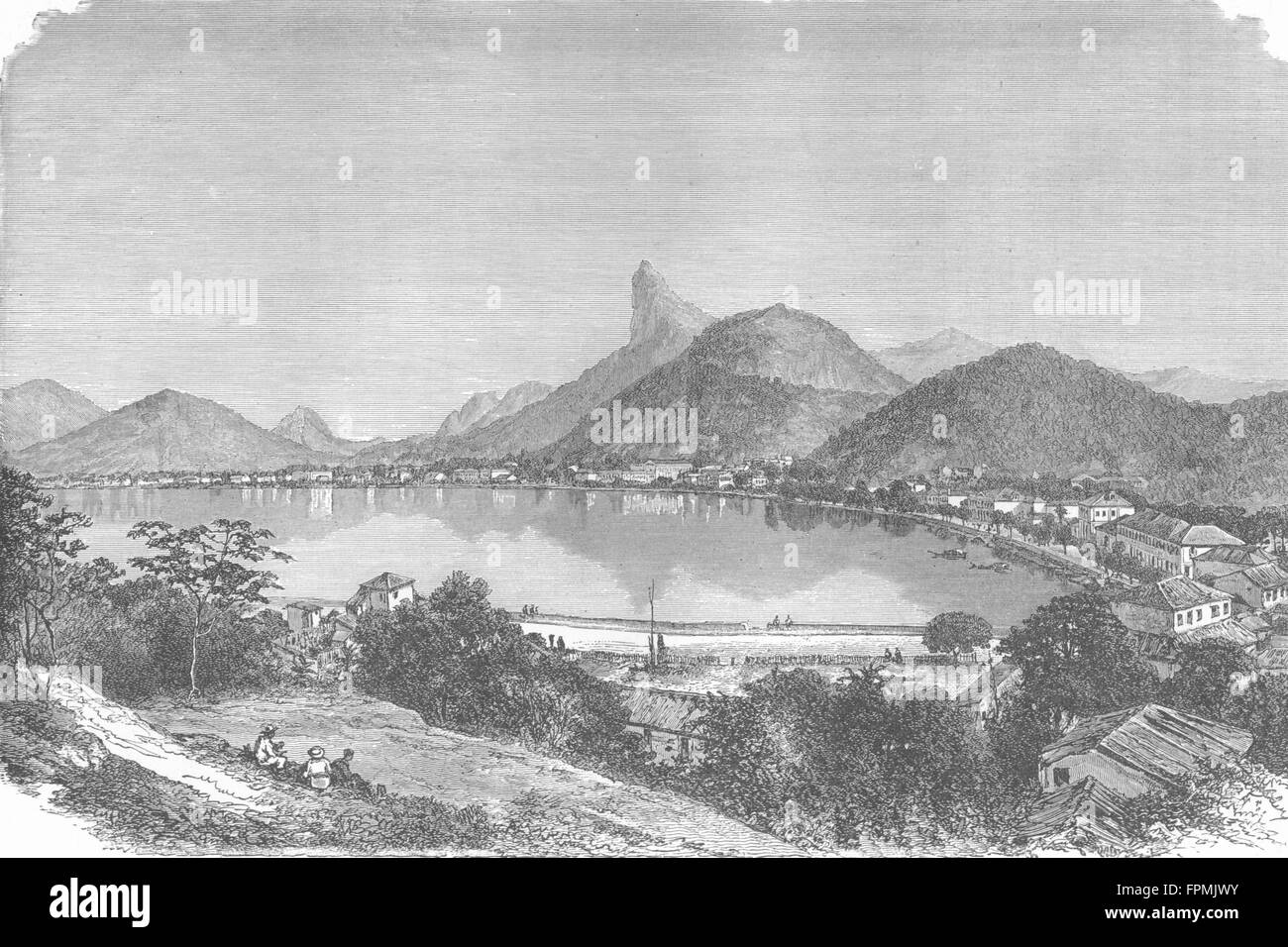 BRAZIL: Rio de Janeiro: Botafogo Bay & Corcovado, antique print 1880 Stock Photo