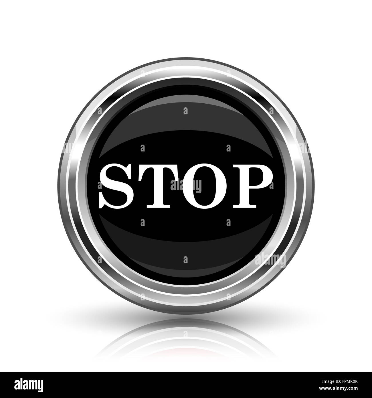 Stop icon. Metallic internet button on white background Stock Photo - Alamy