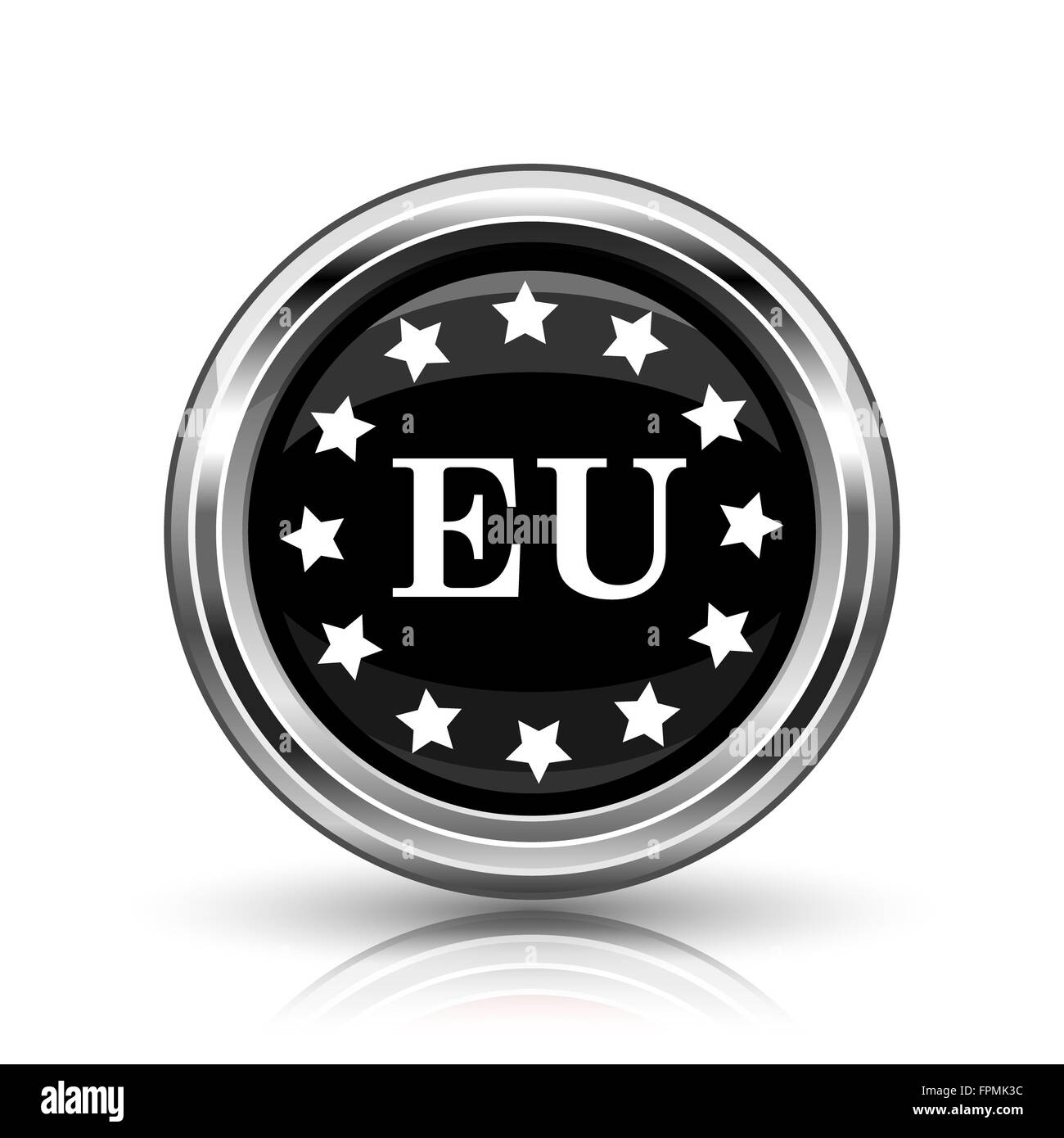 European union icon. Metallic internet button on white background Stock ...