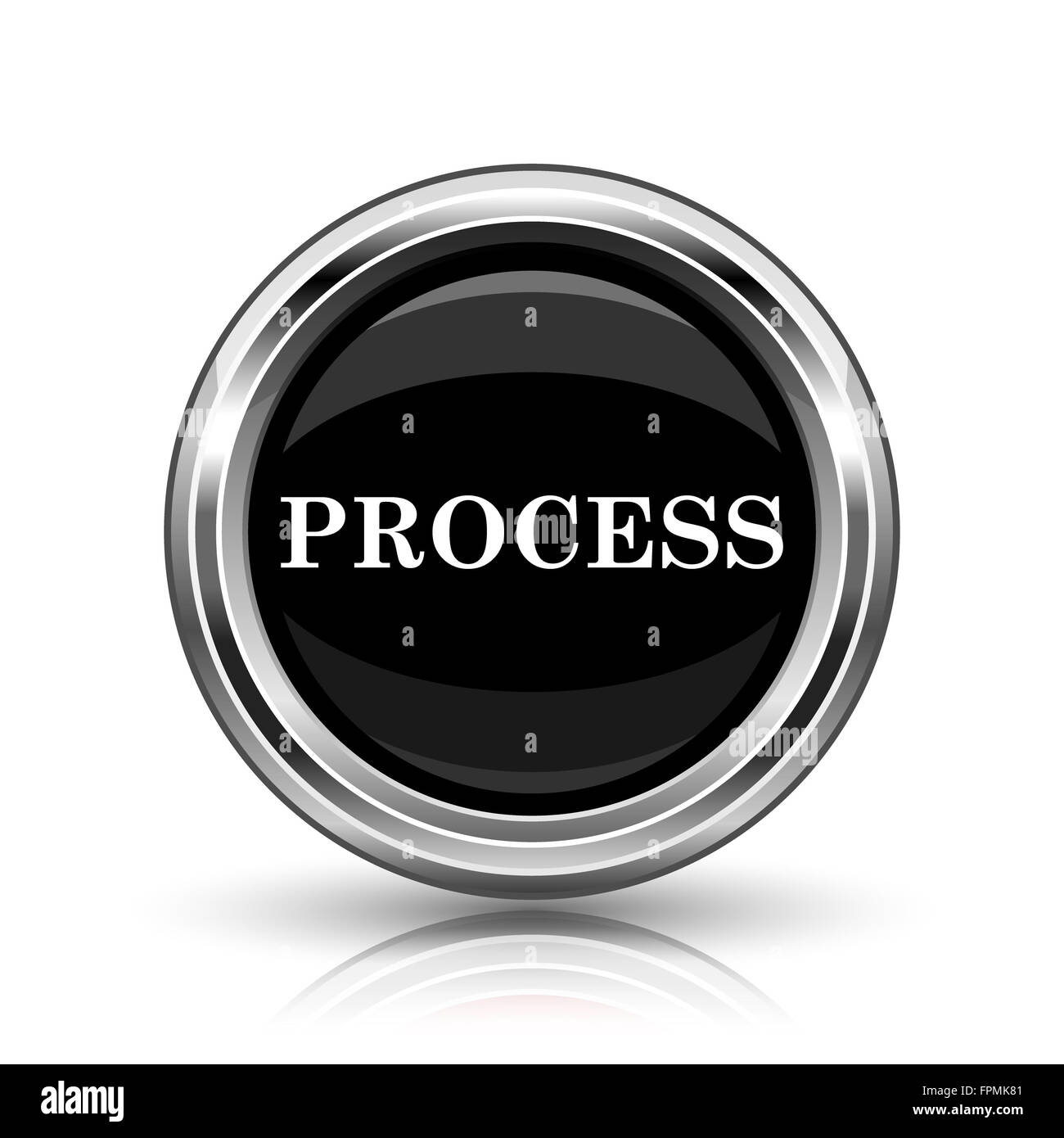 Process icon. Metallic internet button on white background Stock Photo ...