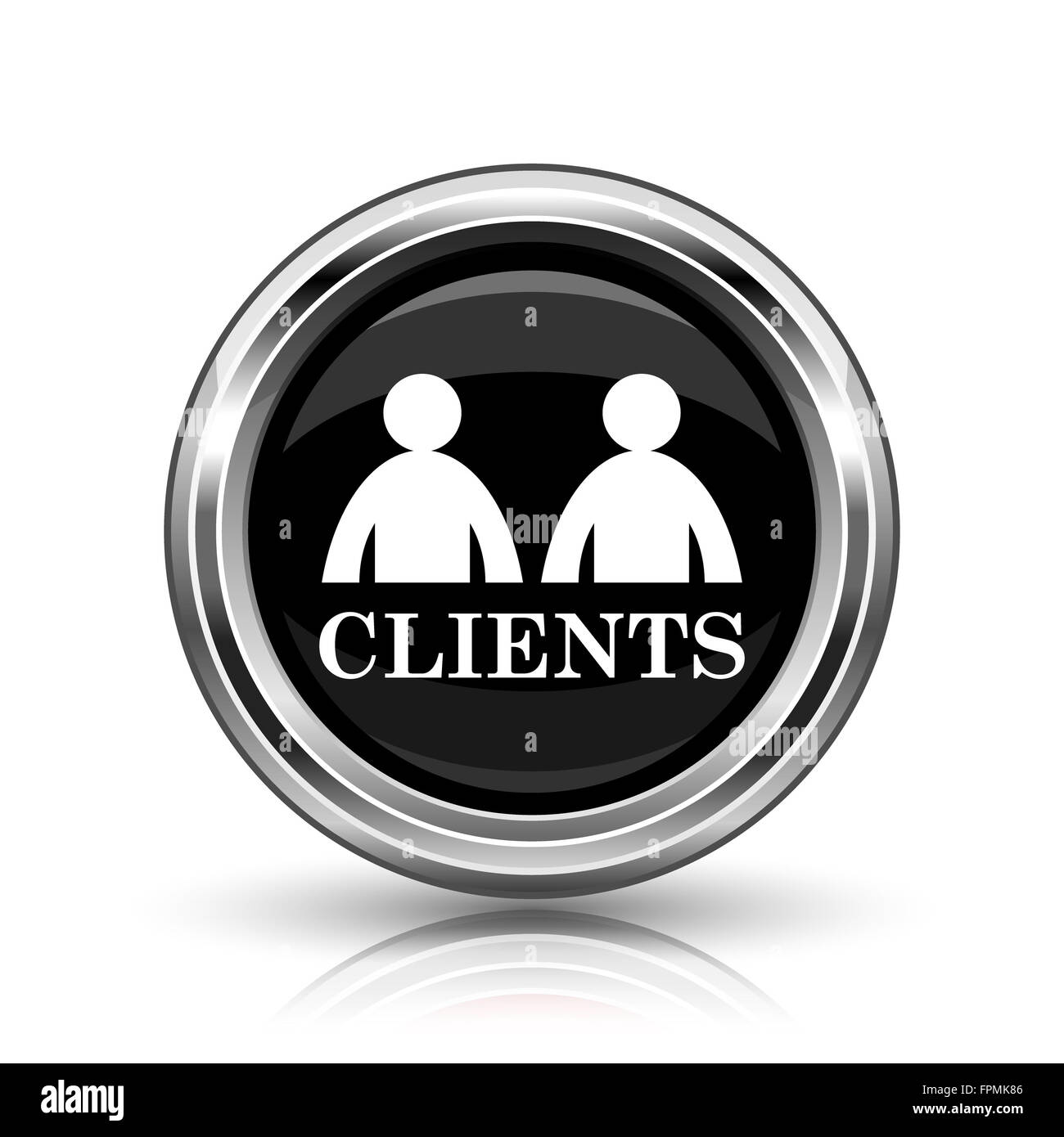 Clients icon. Metallic internet button on white background Stock Photo ...