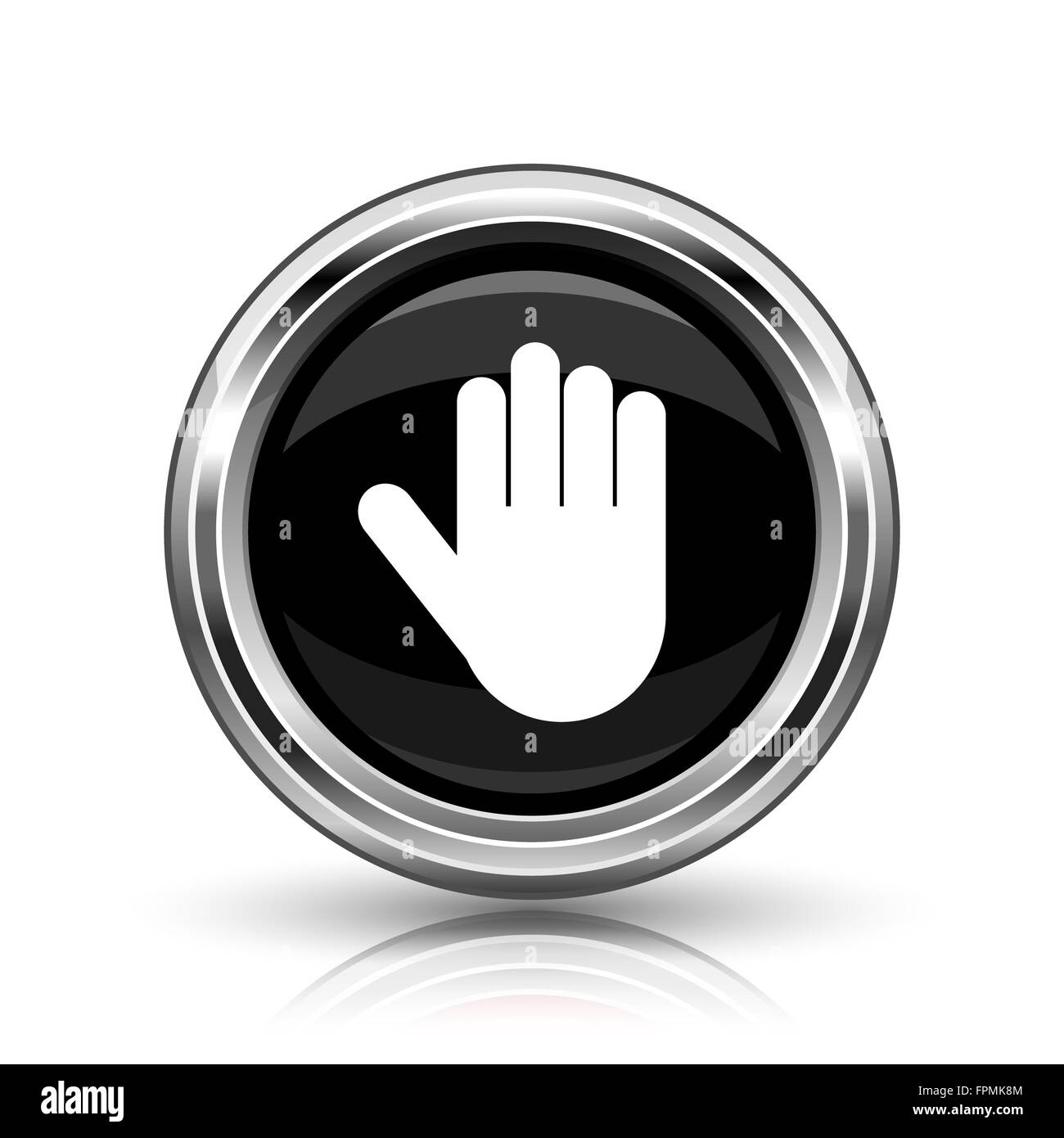 Stop icon. Metallic internet button on white background Stock Photo - Alamy