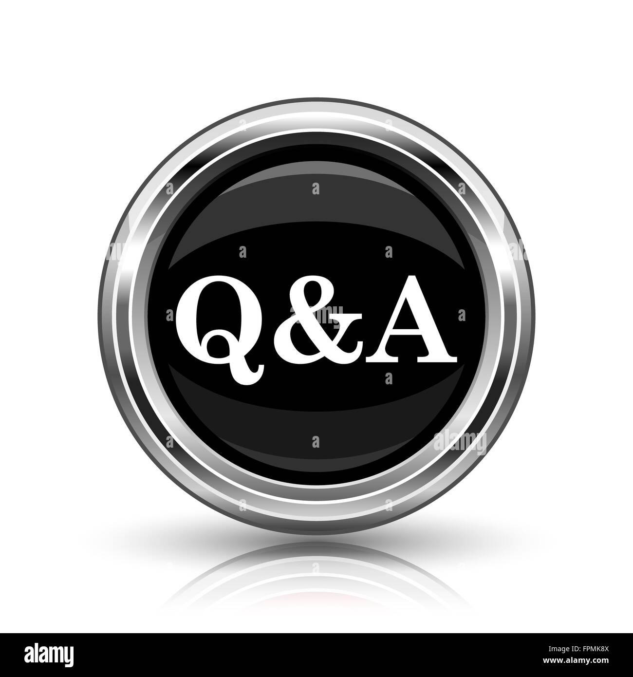 Q&A icon. Metallic internet button on white background Stock Photo - Alamy