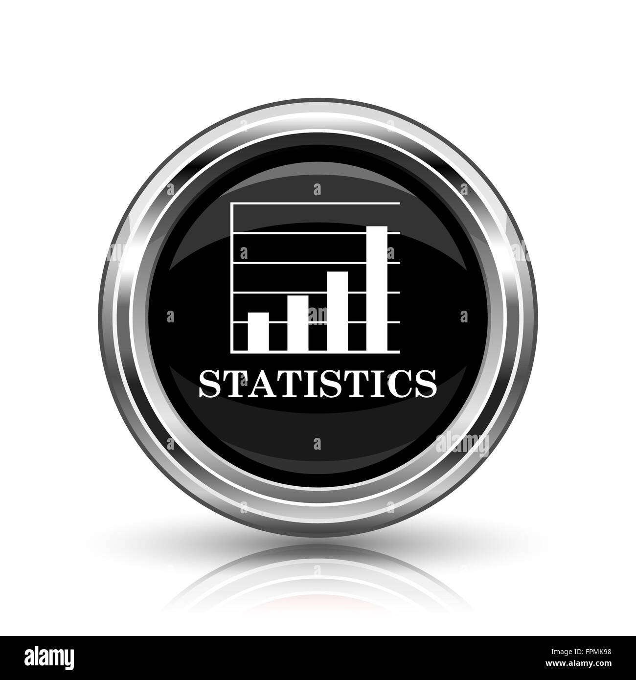 Statistics icon. Metallic internet button on white background Stock ...