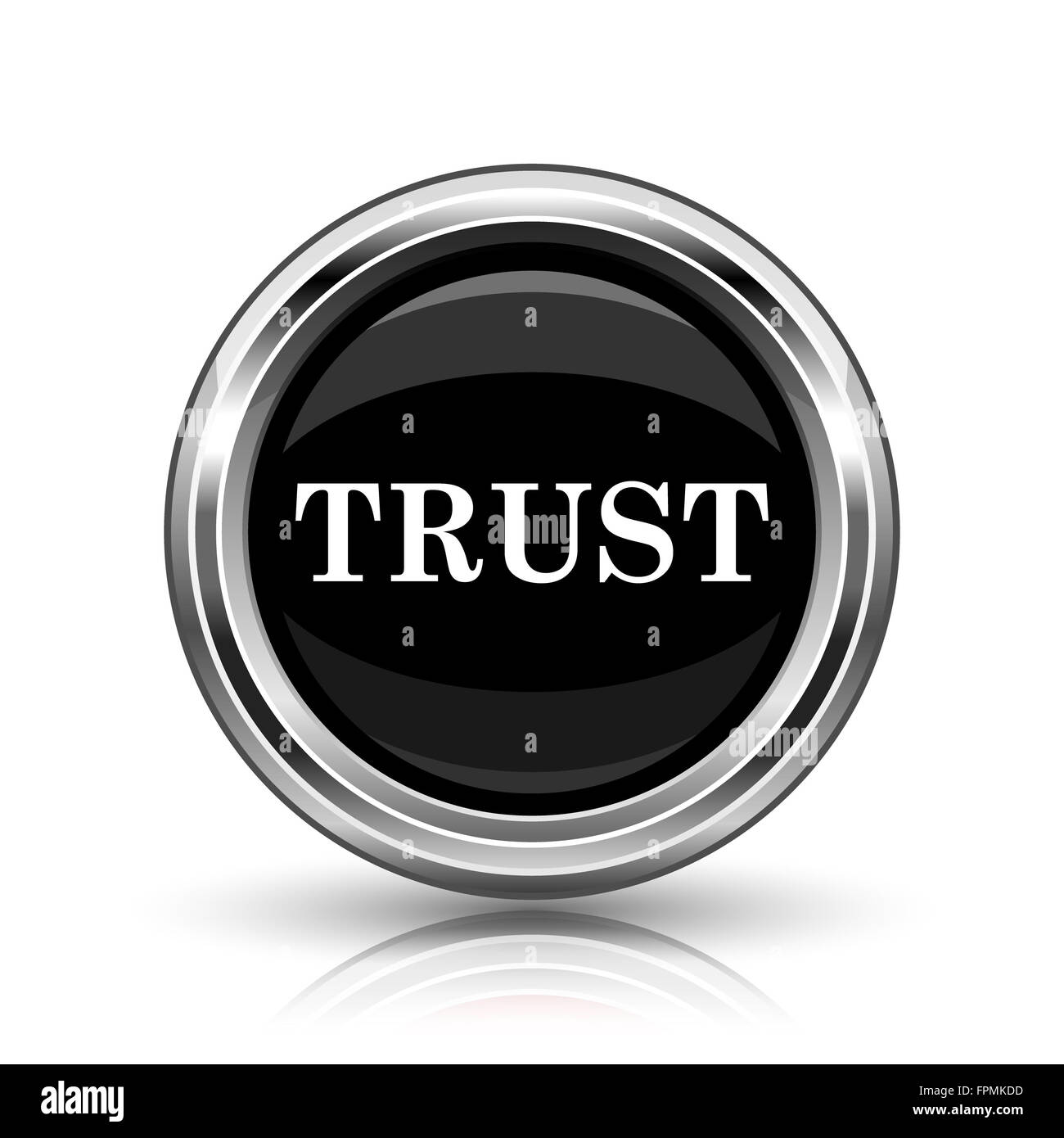 Trust icon. Metallic internet button on white background Stock Photo ...
