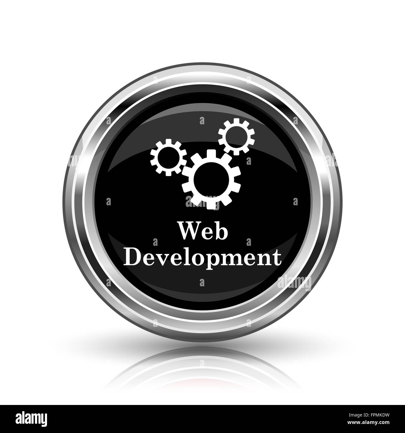 Web development icon. Metallic internet button on white background ...