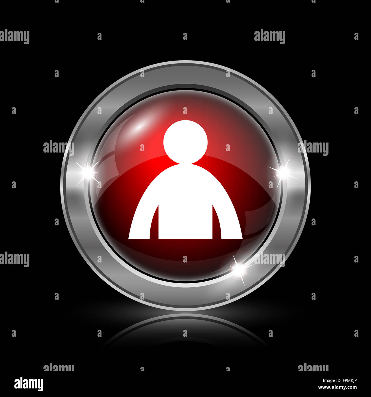 User profile icon. Metallic internet button on black background Stock ...