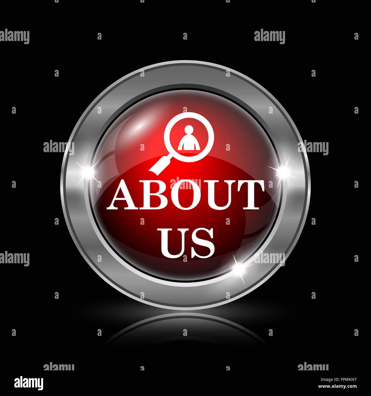 About us icon. Metallic internet button on black background Stock Photo ...