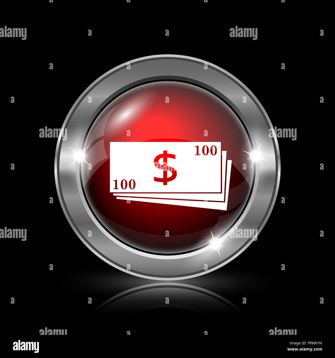 Money icon. Metallic internet button on black background Stock Photo ...