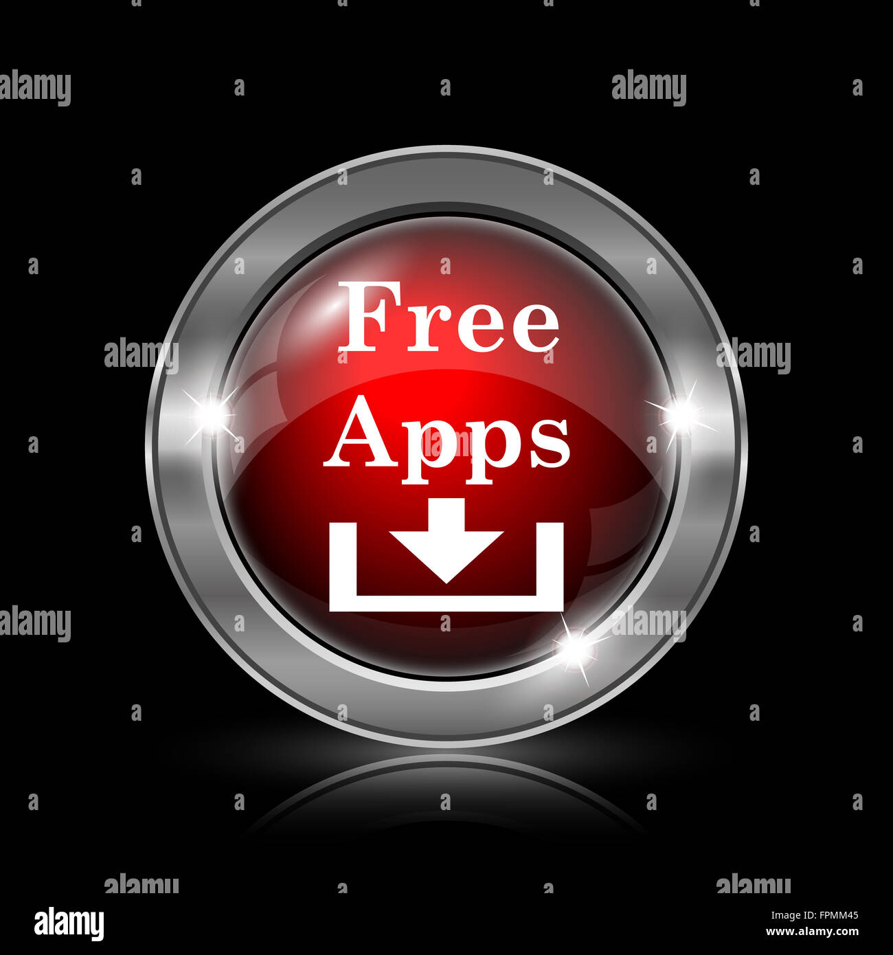 Free apps icon. Metallic internet button on black background Stock ...