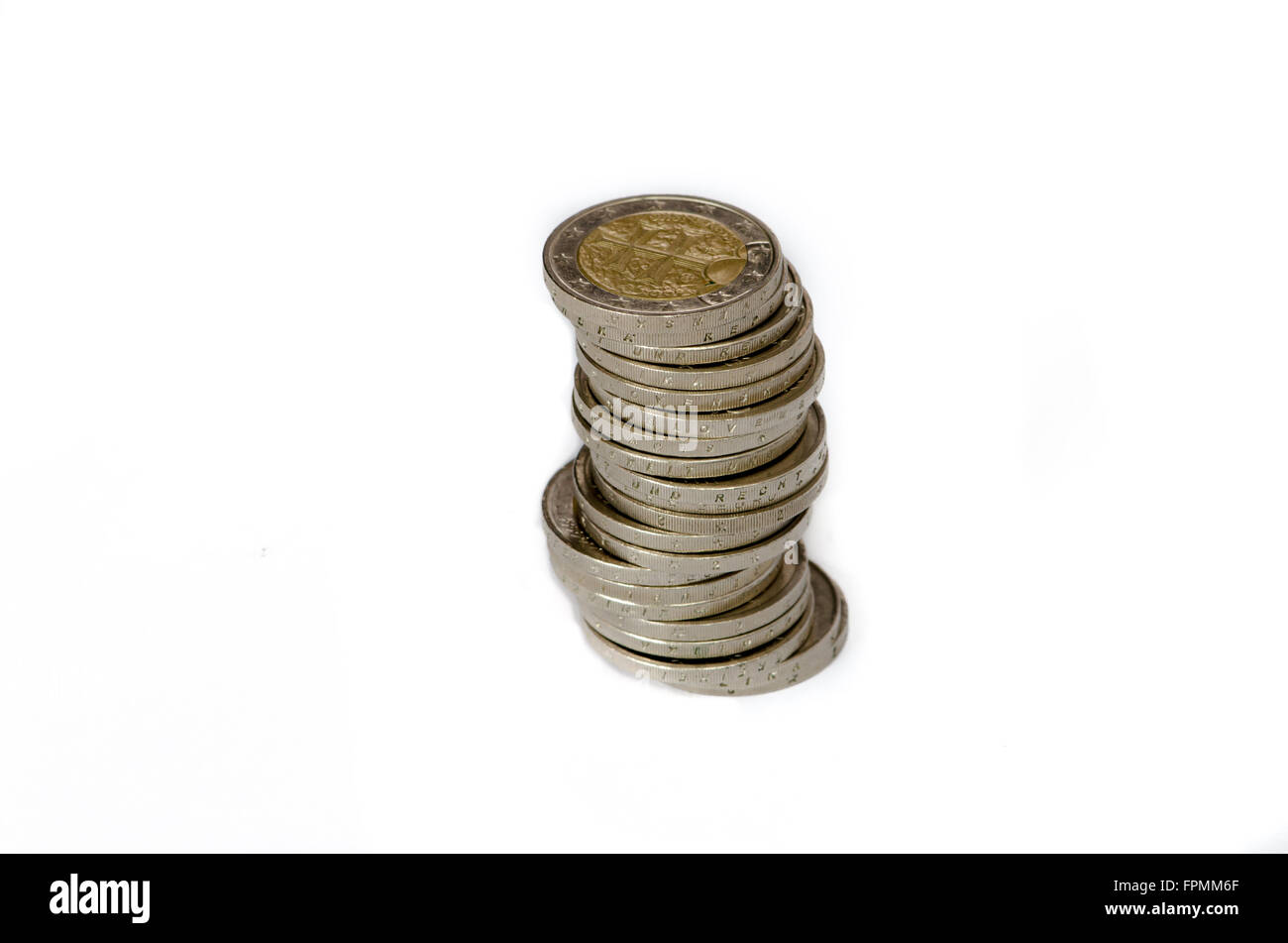 pile of coins on white background Stock Photo - Alamy