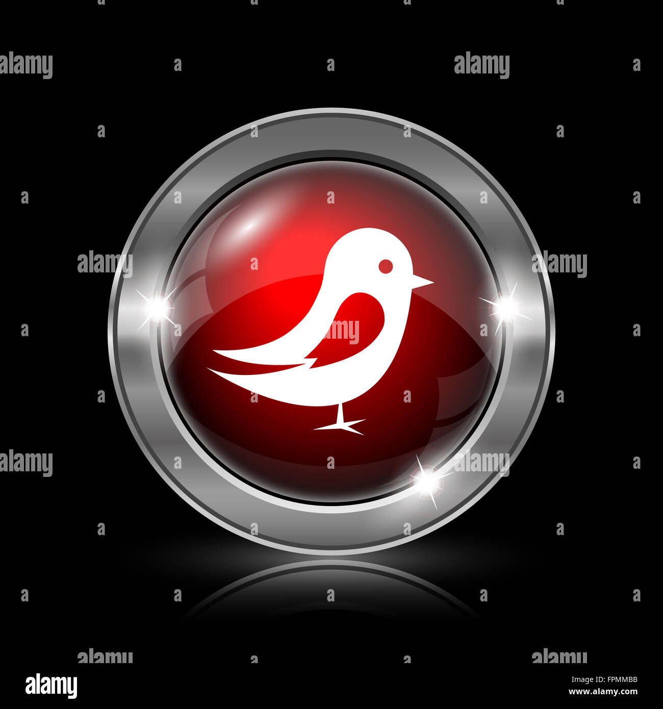Bird icon. Metallic internet button on black background Stock Photo - Alamy