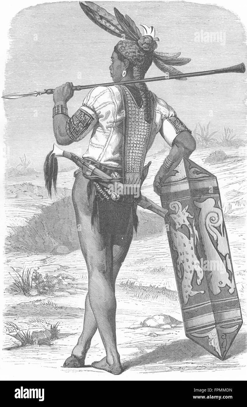 TRIBAL: A visit to Borneo: Dyak, antique print 1880 Stock Photo