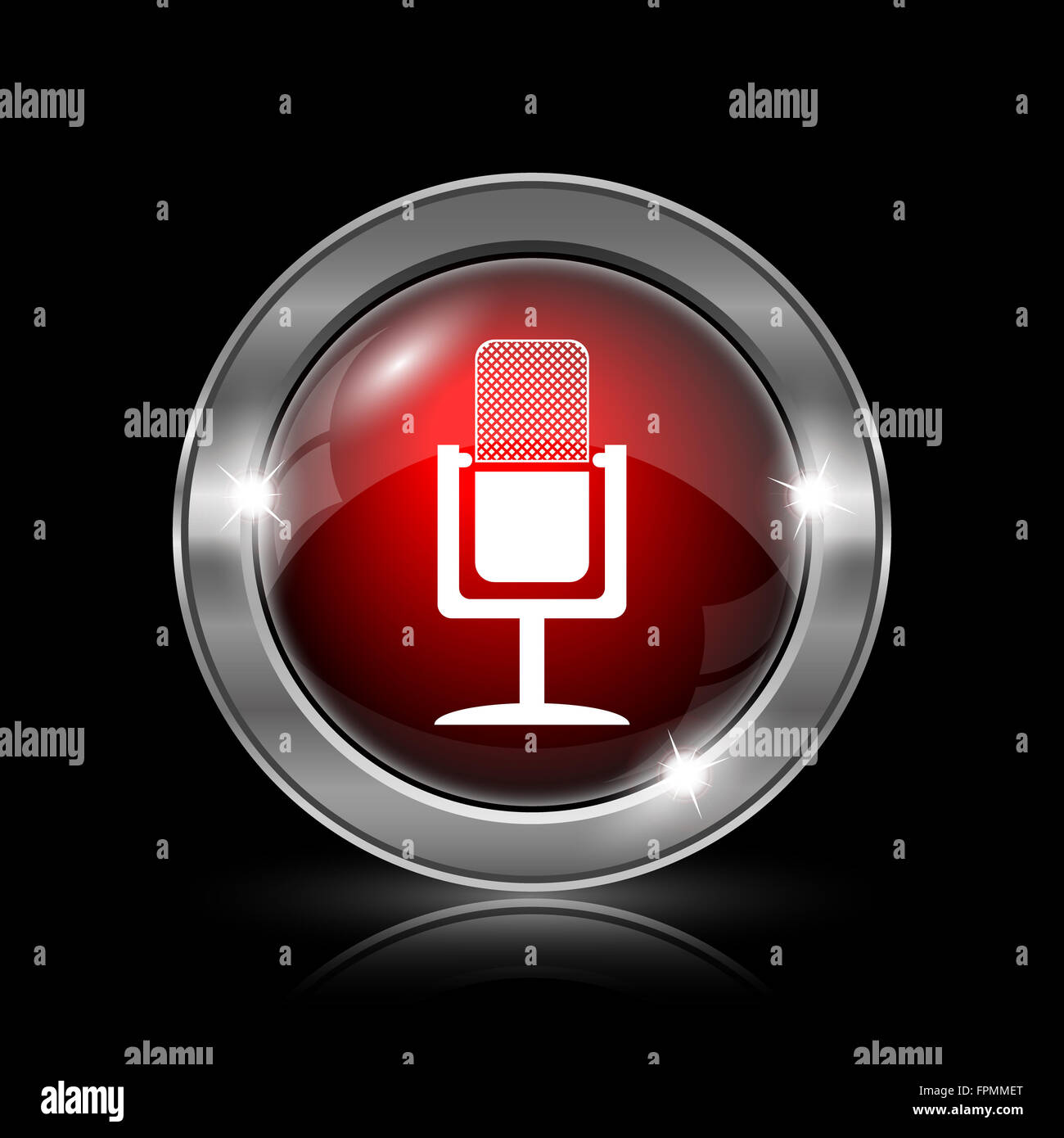 Microphone icon. Metallic internet button on black background Stock ...