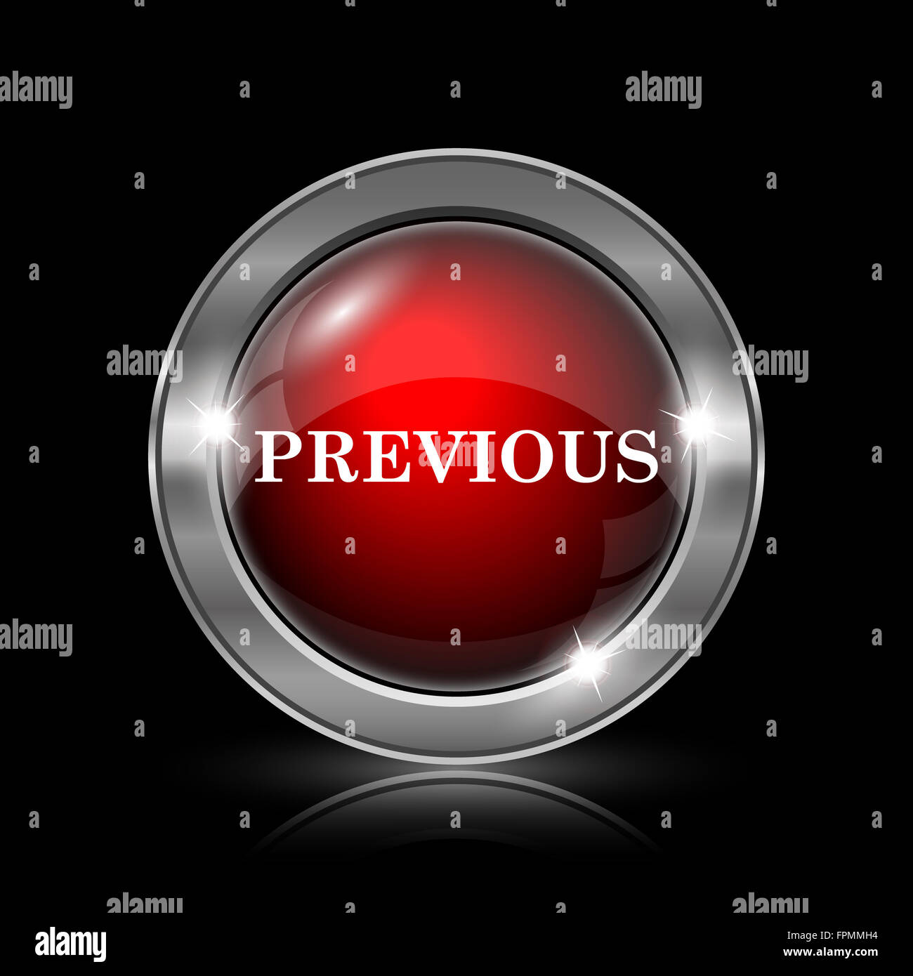 Previous icon. Metallic internet button on black background Stock Photo ...