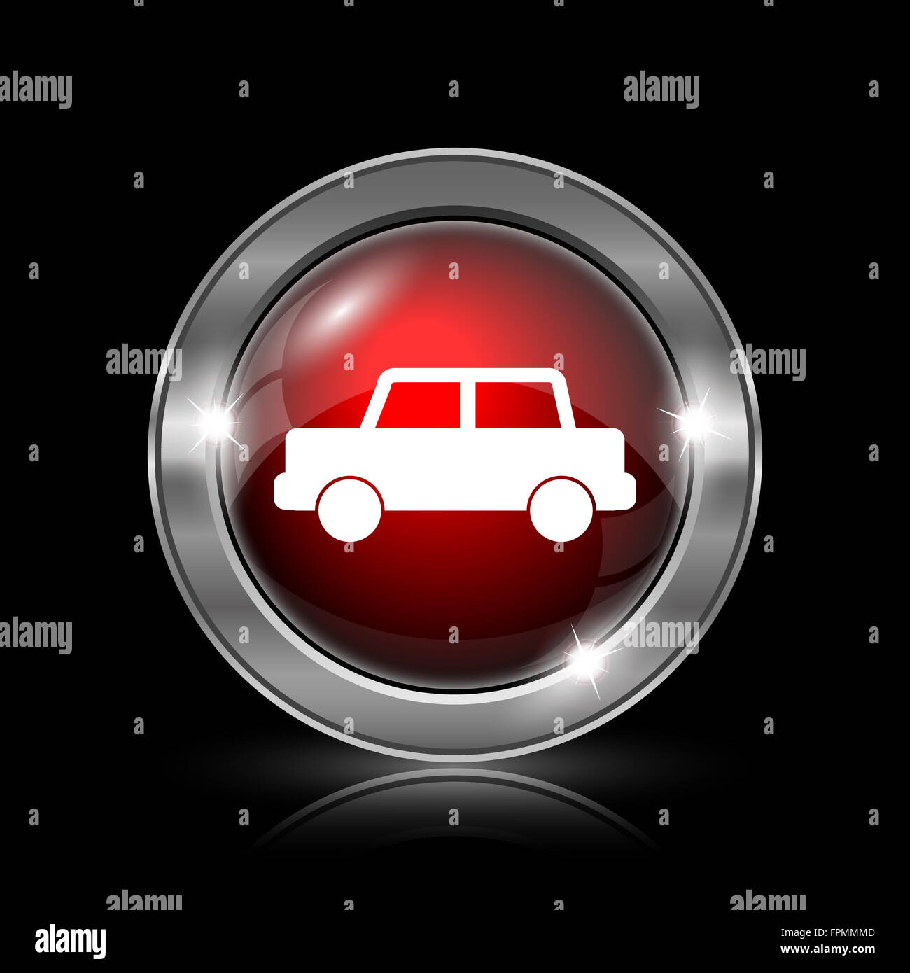 Car icon. Metallic internet button on black background Stock Photo - Alamy