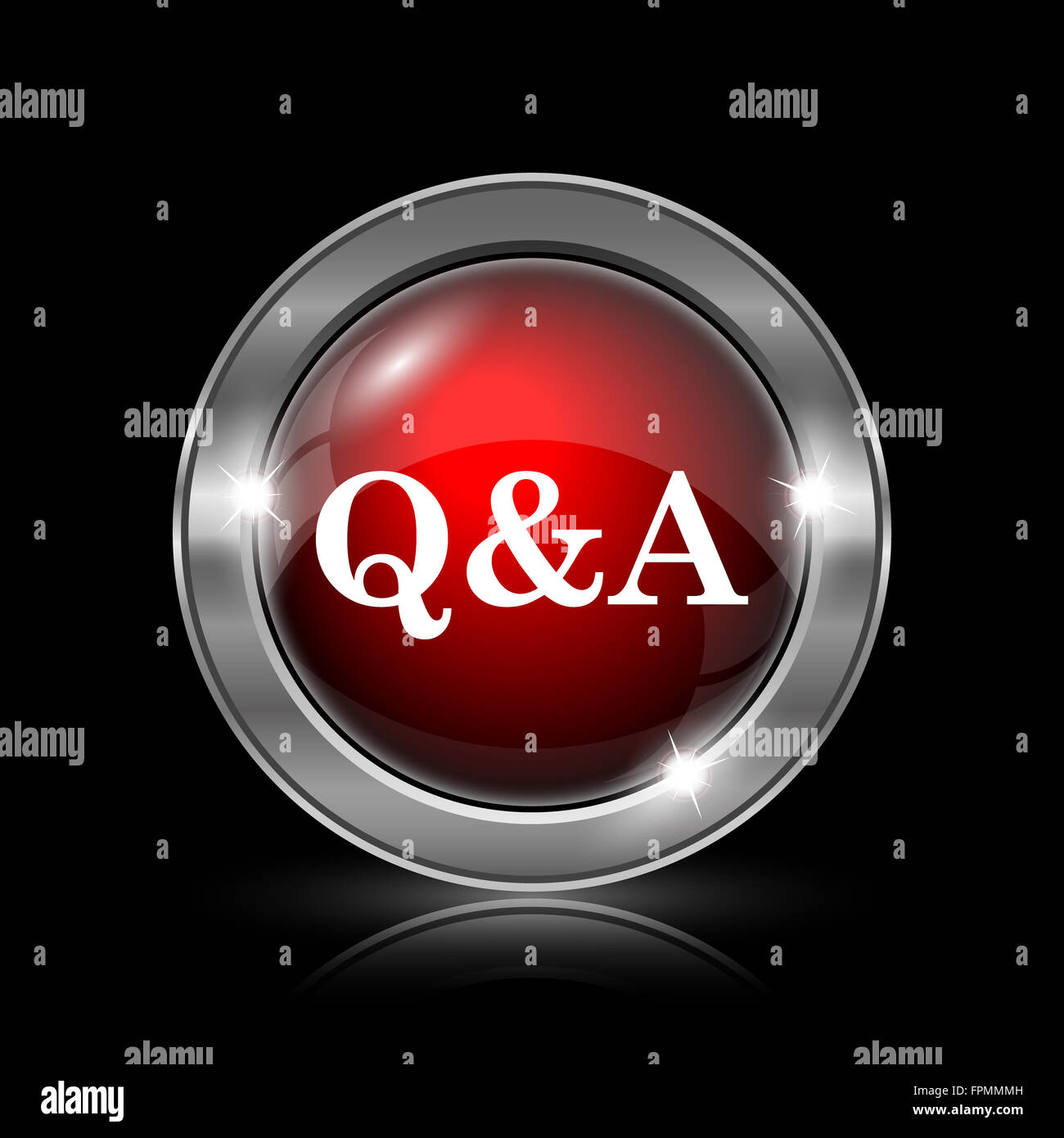 Q&A icon. Metallic internet button on black background Stock Photo - Alamy