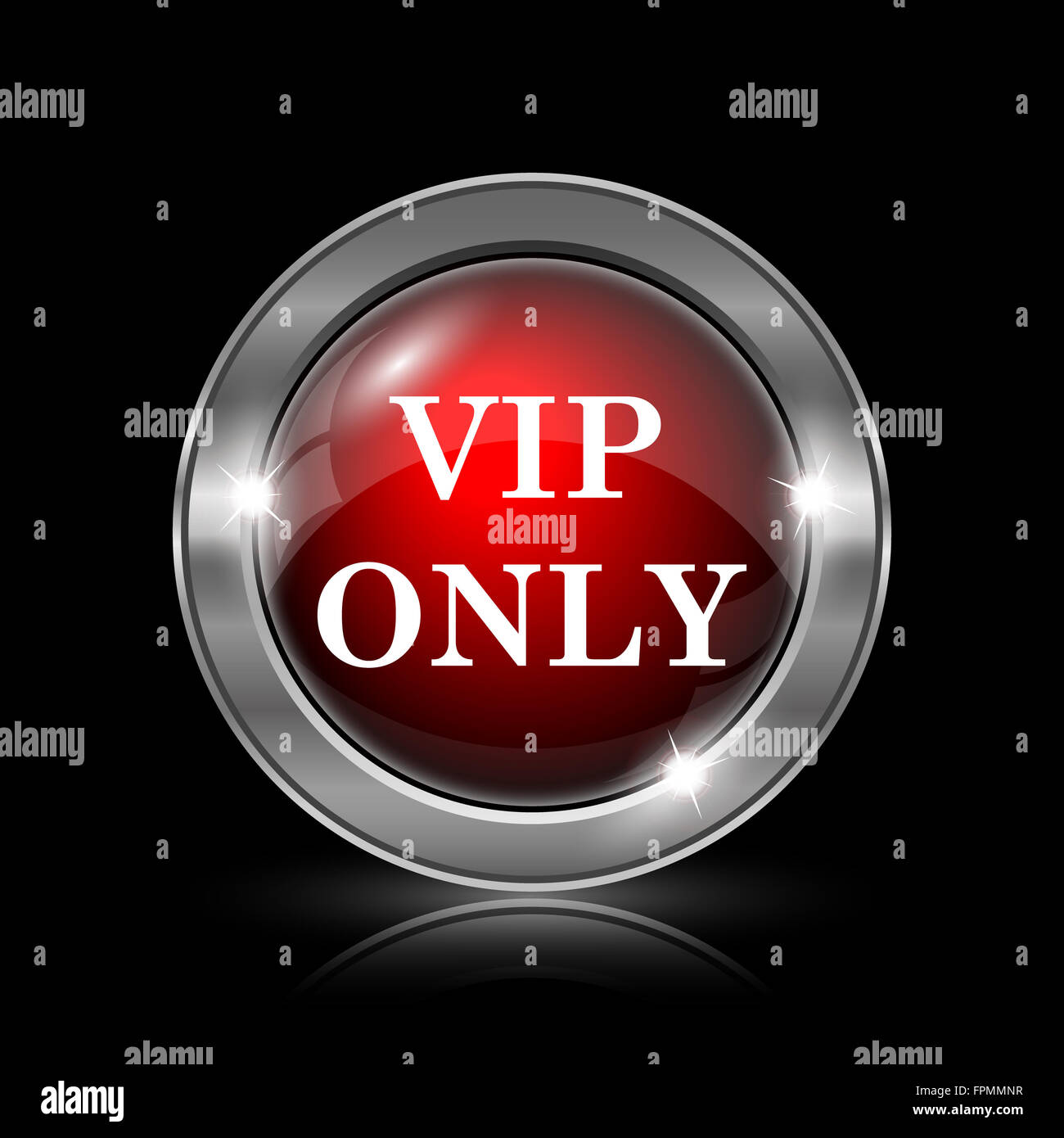 VIP only icon. Metallic internet button on black background Stock Photo ...