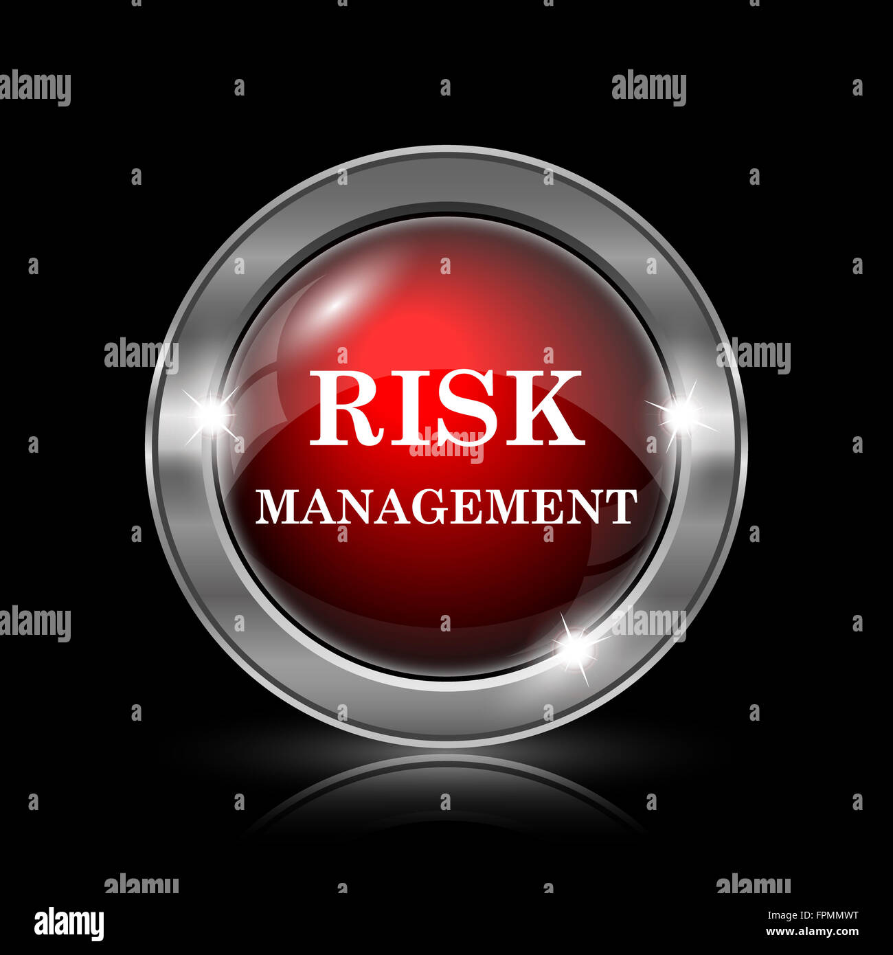 Risk management icon. Metallic internet button on black background ...
