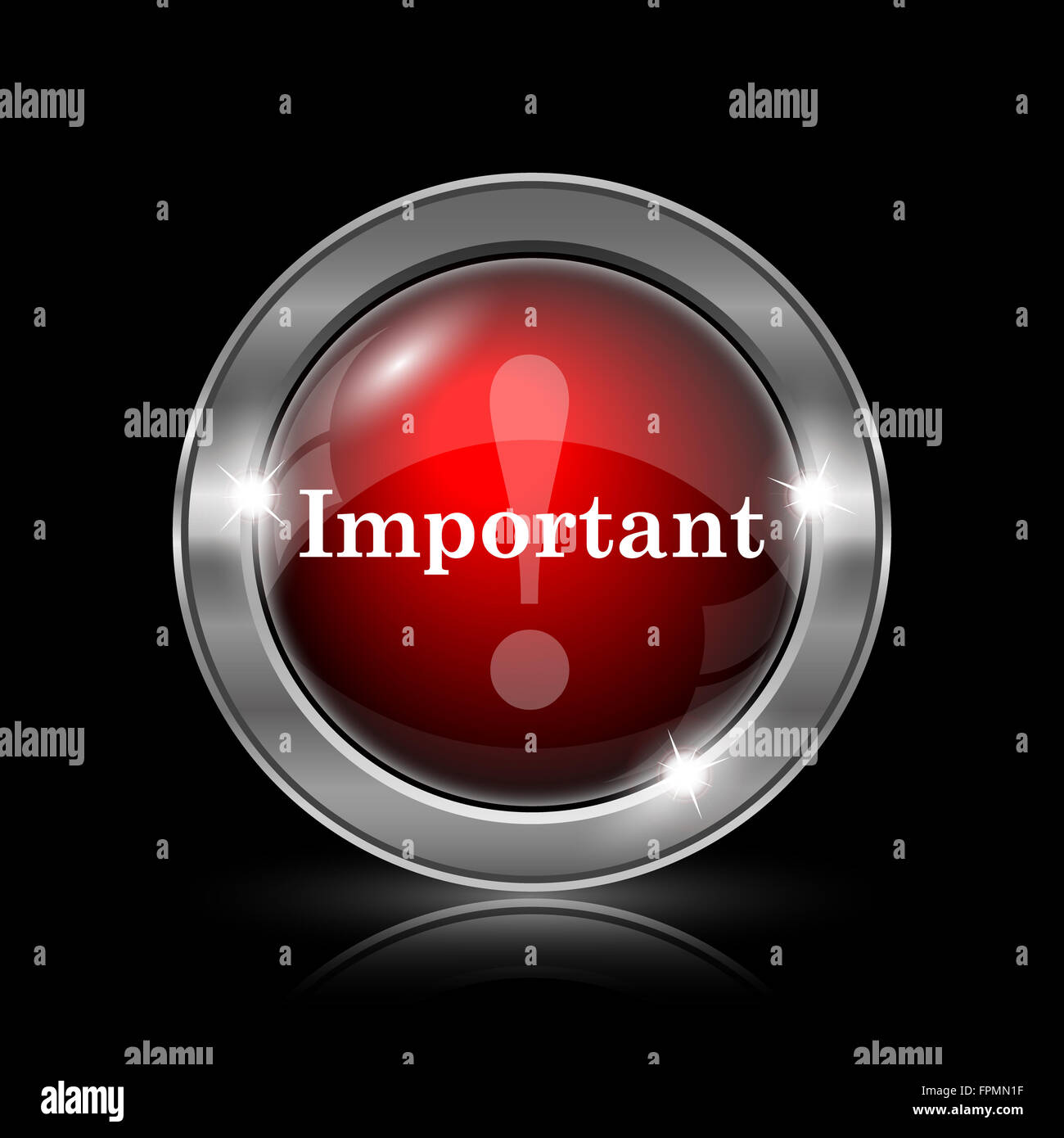 Important icon. Metallic internet button on black background Stock ...