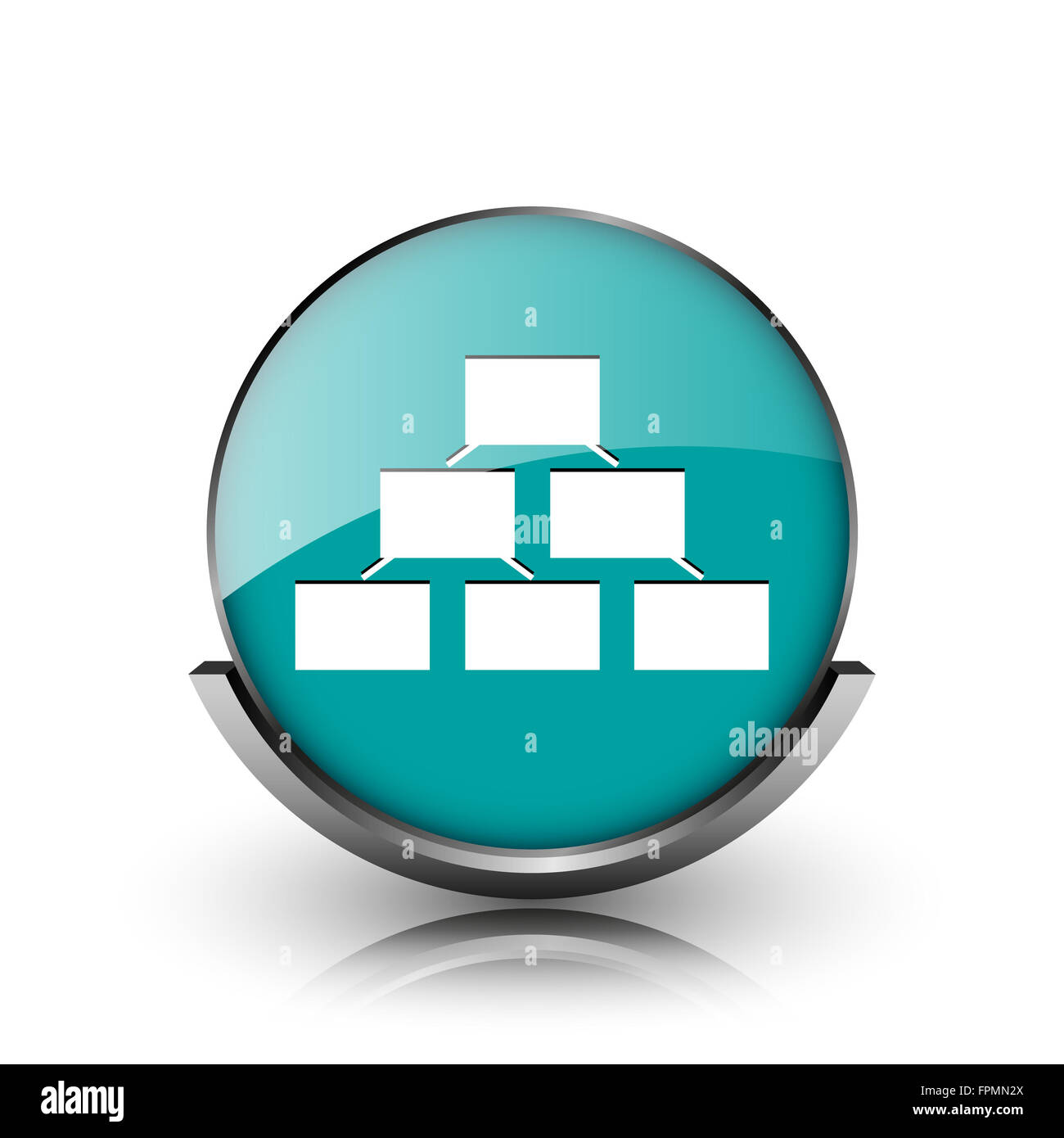 Organizational chart icon. Metallic internet button on white background ...