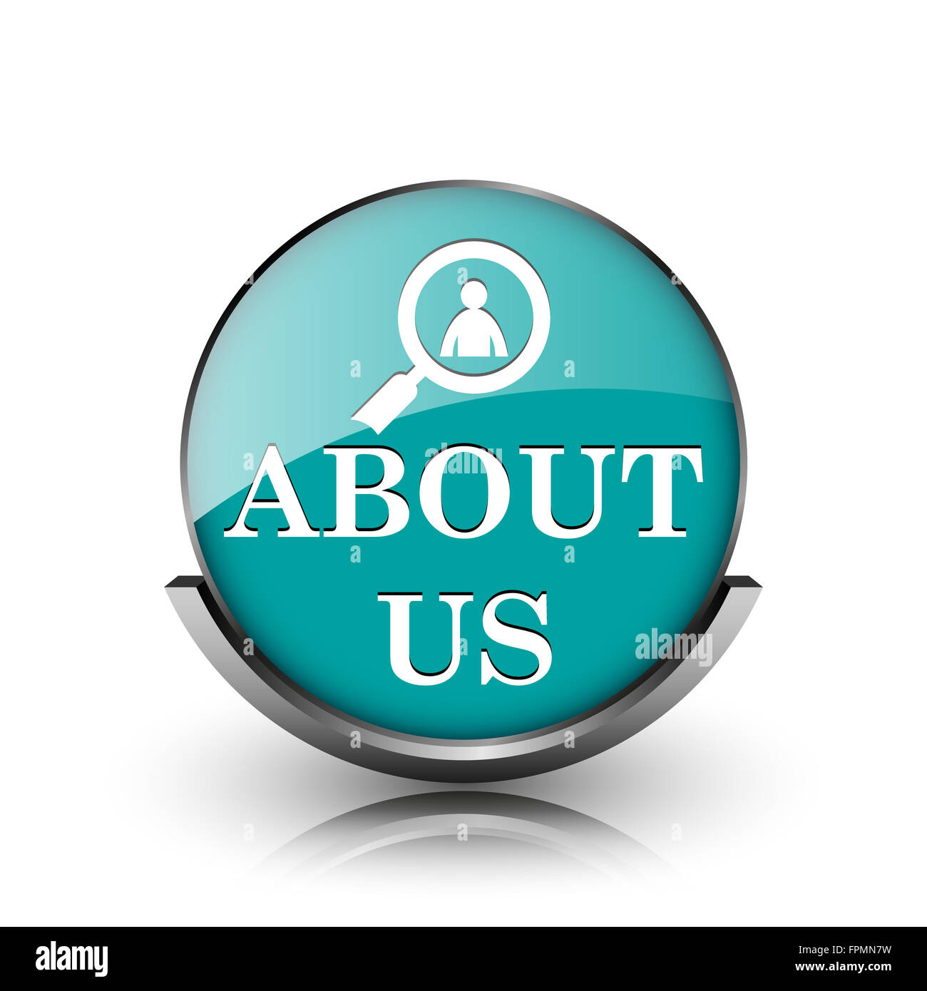 About us icon. Metallic internet button on white background Stock Photo ...