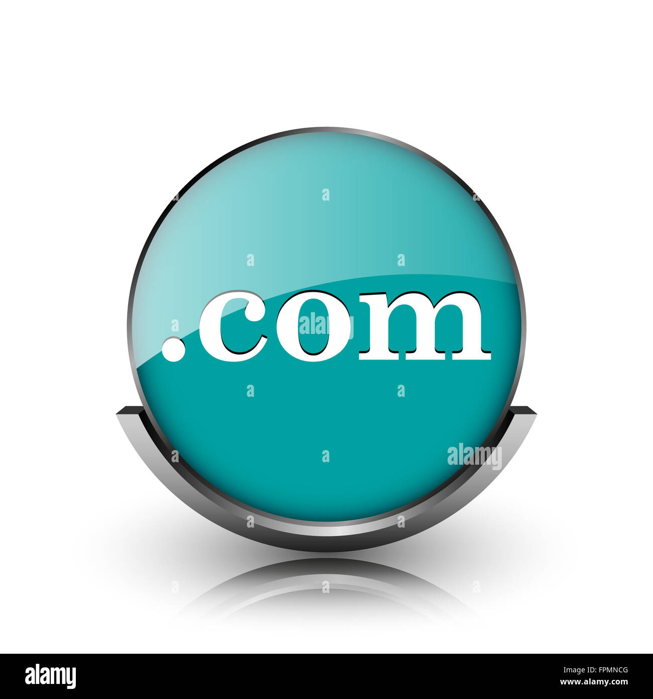 .com icon. Metallic internet button on white background Stock Photo - Alamy