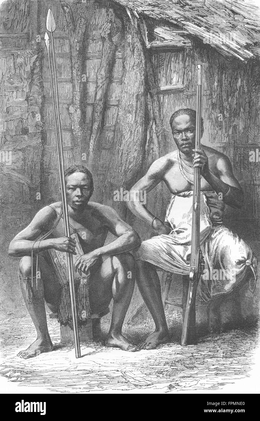 TANZANIA: Finding of Dr Livingstone: Natives Rovuma, antique print 1880 Stock Photo